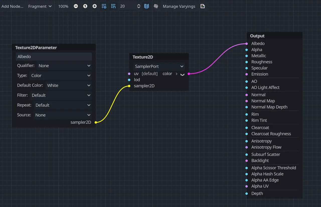 Fragment portion of Base shader in Godot