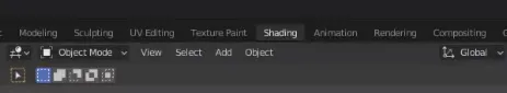 The Shading tab in Blender